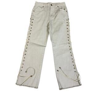 Easel Women's Size Small Light Wash Lace Up Leg Jeans #3353